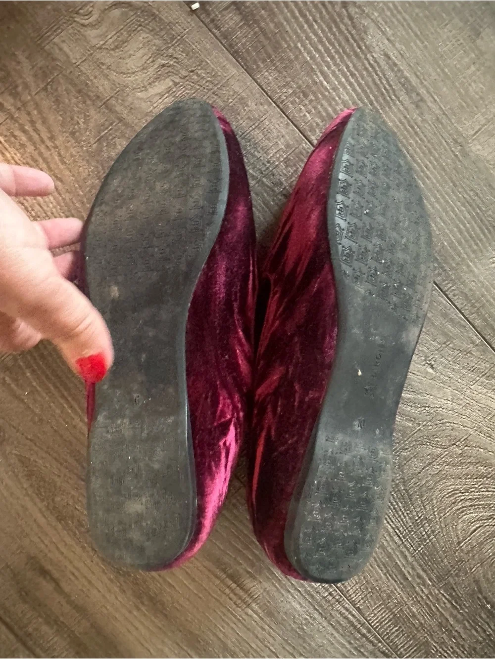 Birdies Velvet Loafers in Wine Red